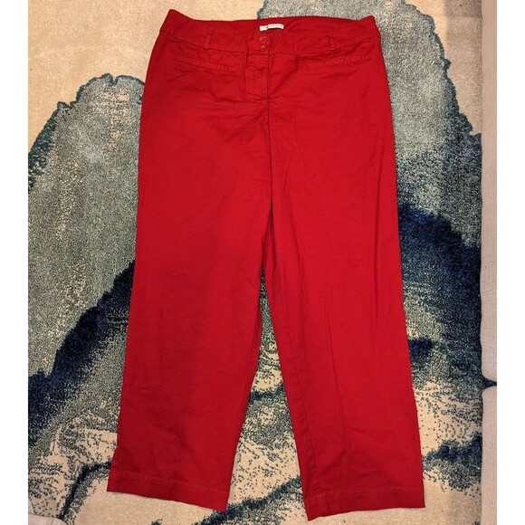 Dalia Collection Size 14 Red Casual Chino Ankle Pants - Picture 2 of 5